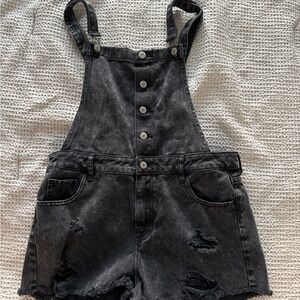 Pacsun Distressed Denim Short Overalls